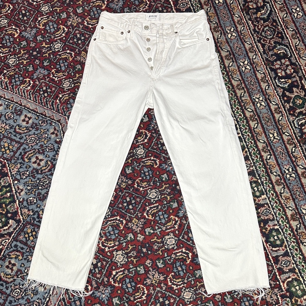 Agolde 90's Crop Mid Rise Loose Straight White - Size 25 - Picture 2 of 9